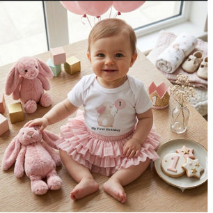 Body Para Bebé Traje de bebé de conejito rosa para mi primer cump