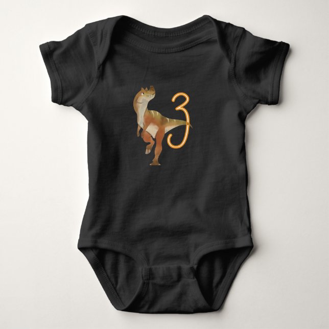 Body Para Bebé Traje de bebé de dinosaurio cumpleaños 3 años (Anverso)