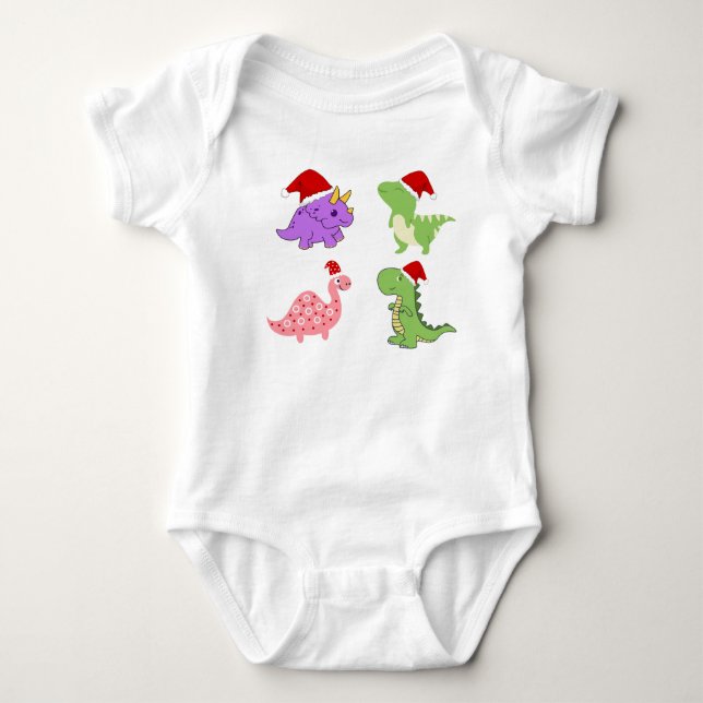 Body Para Bebé Traje de bebé de dinosaurios navideños lindos  (Anverso)