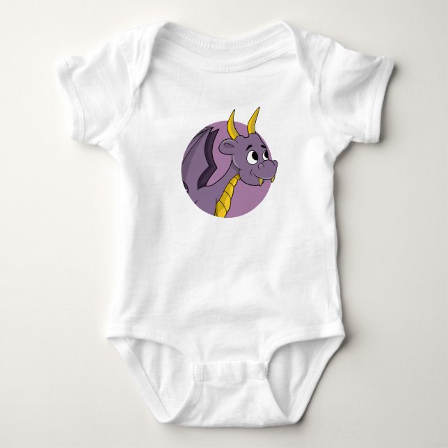 Body Para Bebé Traje de bebé de dragón morado personalizado (Anverso)