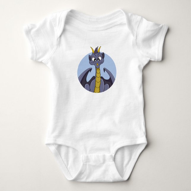 Body Para Bebé Traje de bebé de dragón morado personalizado (Anverso)