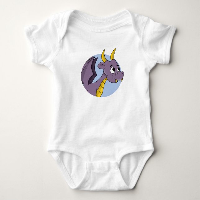 Body Para Bebé Traje de bebé de dragón morado personalizado (Anverso)
