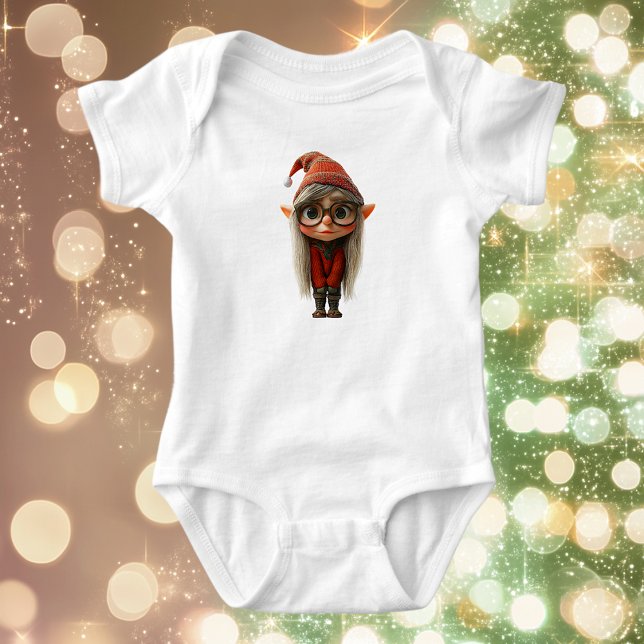 Body Para Bebé Traje de bebé de Elfo de Navidad Chica Tímida (Subido por el creador)