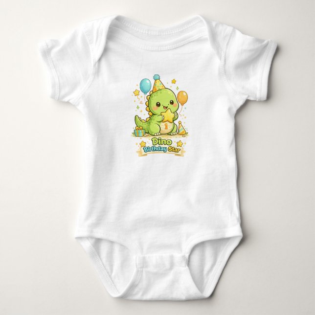 Body Para Bebé Traje de bebé de estrella de cumpleaños de Dino li (Anverso)