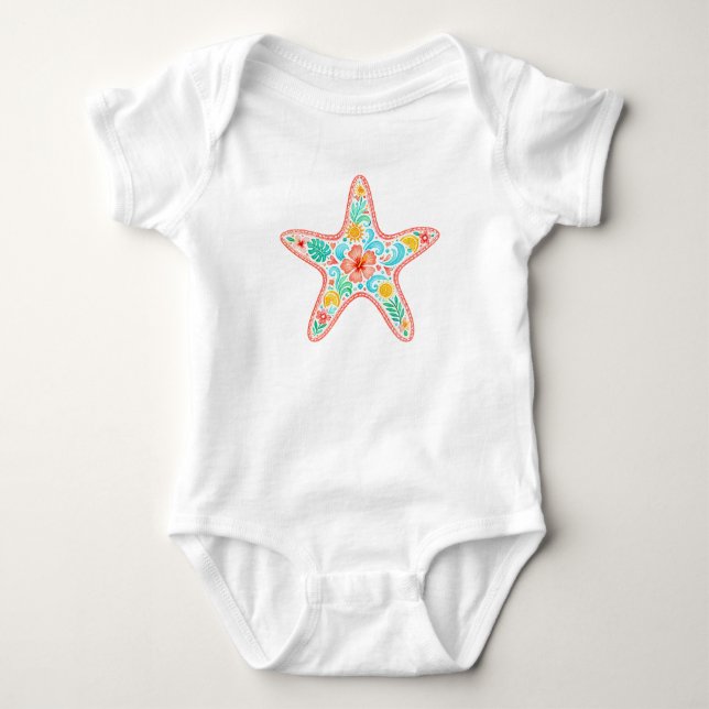 Body Para Bebé Traje de bebé de estrella de mar tropical (Anverso)