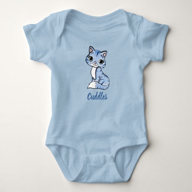 Body Para Bebé Traje de bebé de gatito azul Cuddles (Anverso)