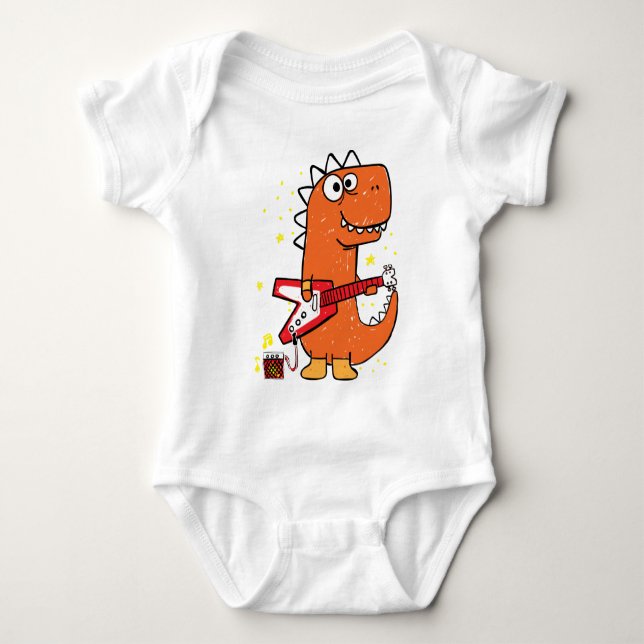 Body Para Bebé Traje de bebé de guitarrista Dino (Anverso)