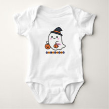 Traje de bebé de Halloween con fantasma lindo y ca
