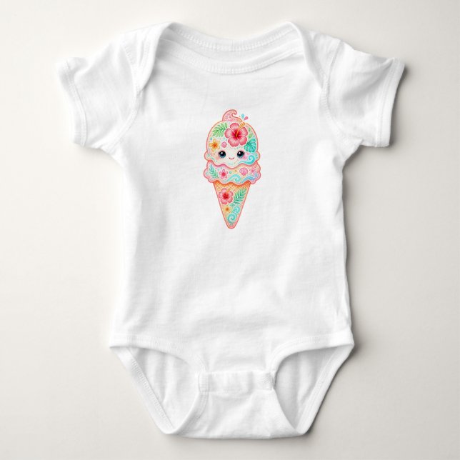 Body Para Bebé Traje de bebé de helado Kawaii lindo (Anverso)