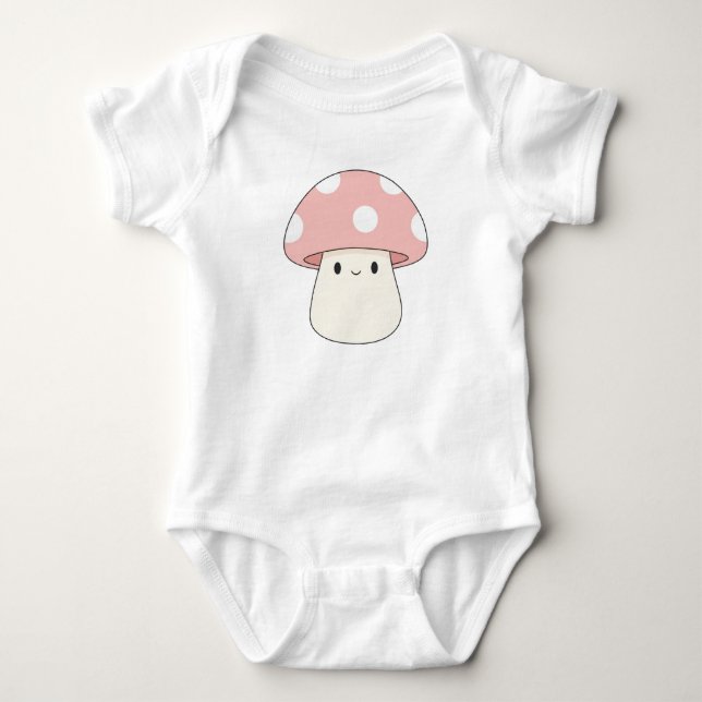 Body Para Bebé Traje de bebé de hongo rosa lindo – Kawaii Toadsto (Anverso)