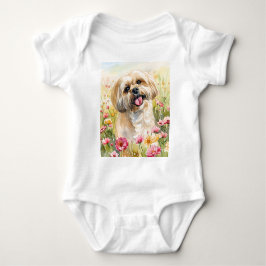 Body Para Bebé Traje de bebé de Lhasa Apso acuarela