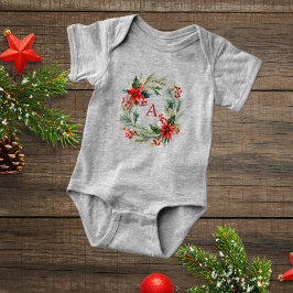 Body Para Bebé Traje de bebé de Navidad alegre corona de acebo