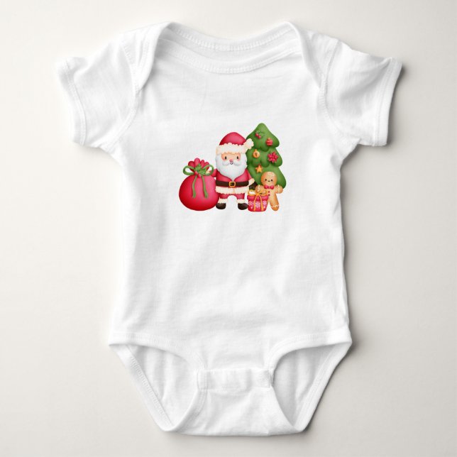 Body Para Bebé Traje de bebé de Navidad de Santa bonito (Anverso)