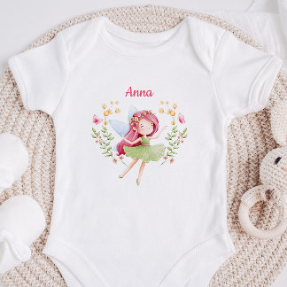 Body Para Bebé Traje de bebé de niña hada acuarela personalizado 