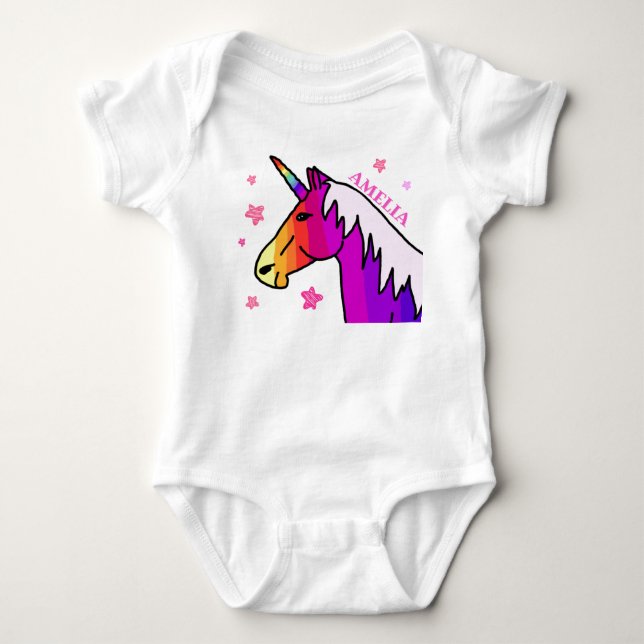 Body Para Bebé Traje de bebé de niñas con nido de arcoiris (Anverso)
