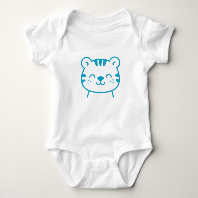 Body Para Bebé Traje de bebé de niño de tigre azul lindo (Anverso)