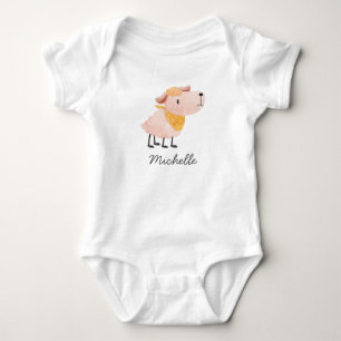 Body Para Bebé Traje de bebé de oveja y nombre en acuarela linda
