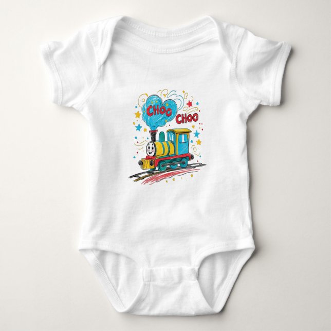 Body Para Bebé Traje de bebé de tren de juguete Choo Choo (Anverso)