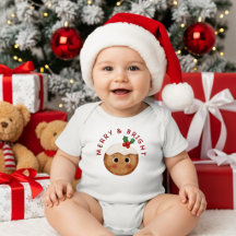 Traje de bebé divertido de Navidad Alegre y Brilla