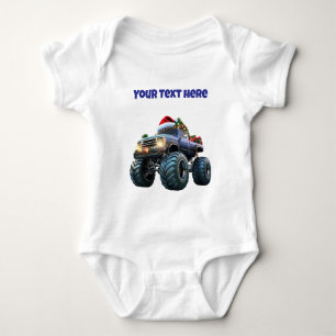 Body Para Bebé Traje de bebé editable de camión monstruo azul