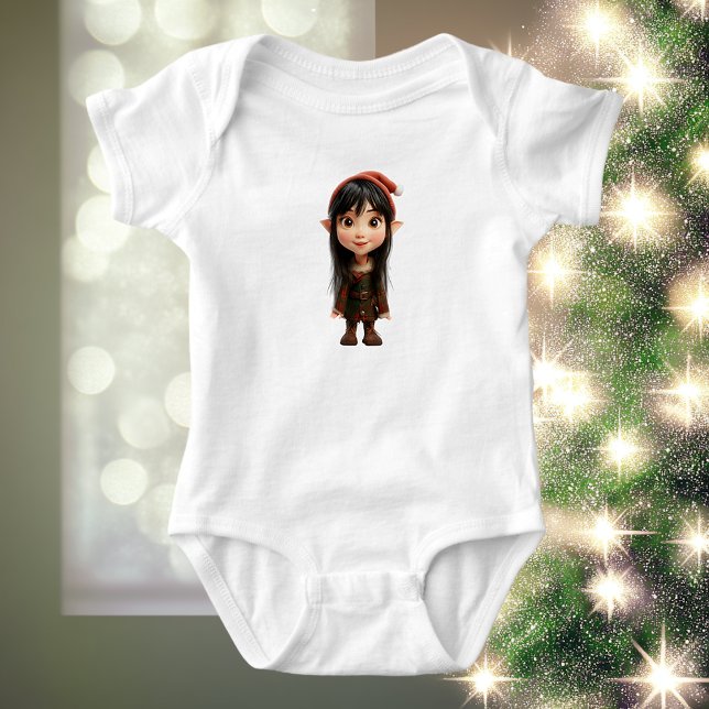 Body Para Bebé Traje de bebé Elfo de Navidad de niña traviesa (Subido por el creador)