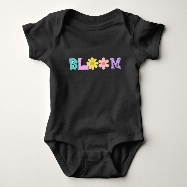 Body Para Bebé Traje de bebé floreado pastel retro Bloom (Anverso)