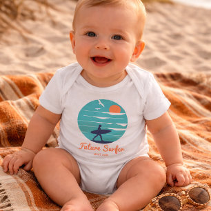 Body Para Bebé Traje de bebé futuro surfista retro costero