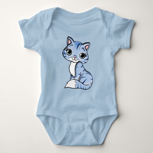 Body Para Bebé Traje de bebé gatito azul Cuddles (Anverso)