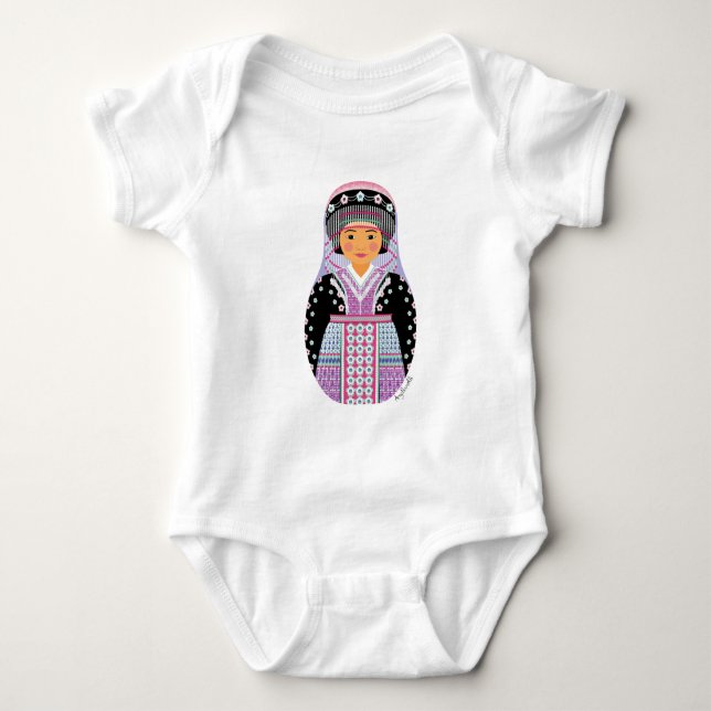 Body Para Bebé Traje de bebé Hmong Matryoshka (Anverso)