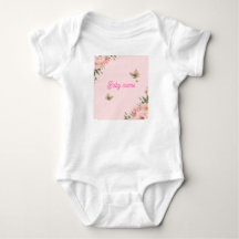 Traje de bebé niña personalizado con mariposa flor