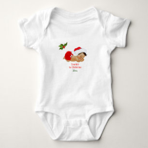 Body Para Bebé Traje de bebé niña primera Navidad sombrero Santa