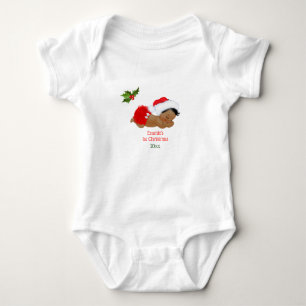 Body Para Bebé Traje de bebé niña primera Navidad sombrero Santa 