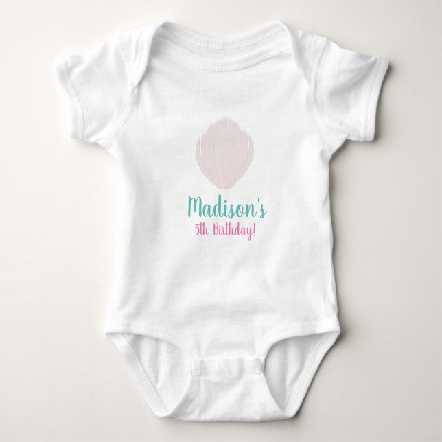 Body Para Bebé Traje de bebé para cumpleaños de conchas de verano (Anverso)