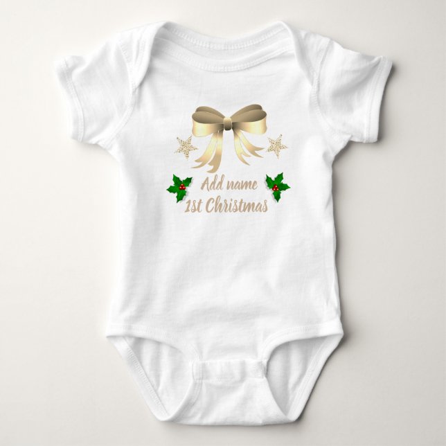 Body Para Bebé Traje de bebé para primer Navidad personalizado (Anverso)