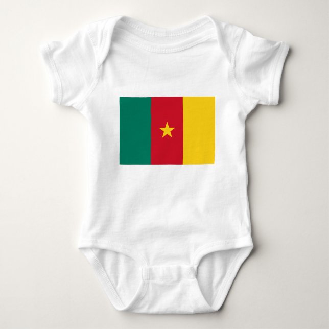 Body Para Bebé Traje de bebé patriótico con bandera de Camerún (Anverso)