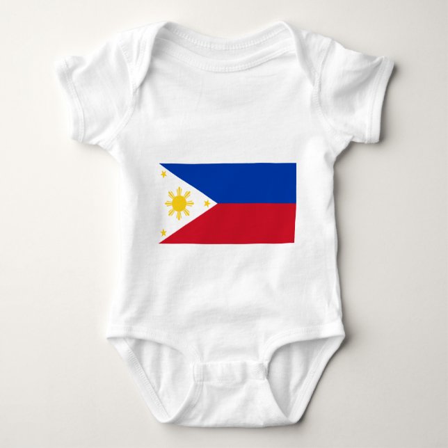 Body Para Bebé Traje de bebé patriótico con bandera de Filipinas (Anverso)