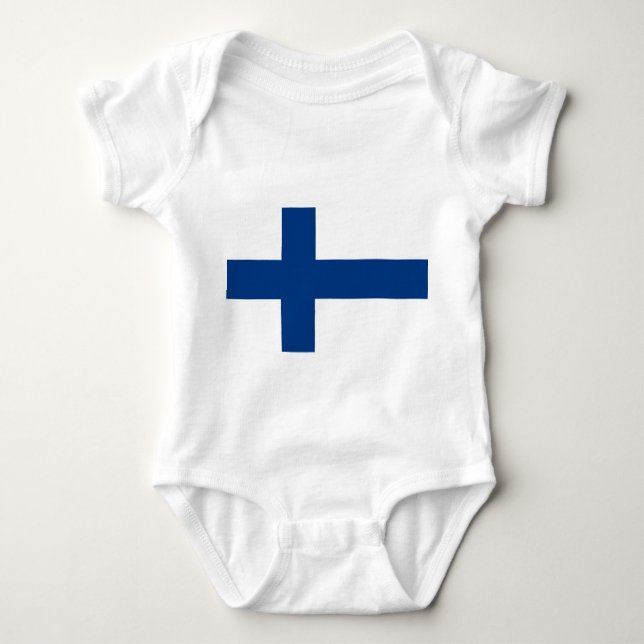 Body Para Bebé Traje de bebé patriótico con bandera de Finlandia (Anverso)