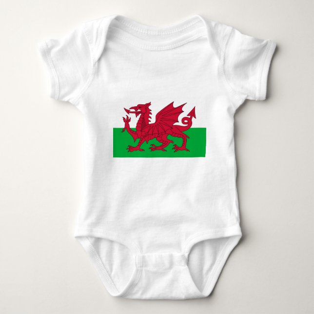 Body Para Bebé Traje de bebé patriótico con bandera de Gales, Rei (Anverso)