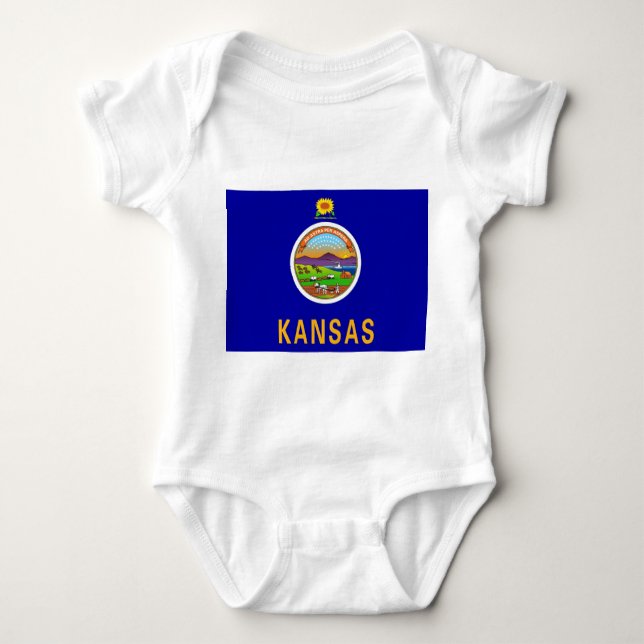 Body Para Bebé Traje de bebé patriótico con bandera de Kansas, Es (Anverso)