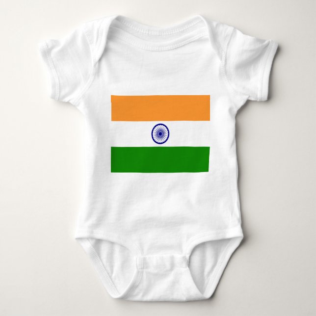 Body Para Bebé Traje de bebé patriótico con bandera de la India (Anverso)