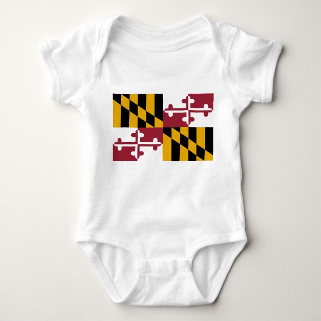 Body Para Bebé Traje de bebé patriótico con bandera de Maryland,  (Anverso)
