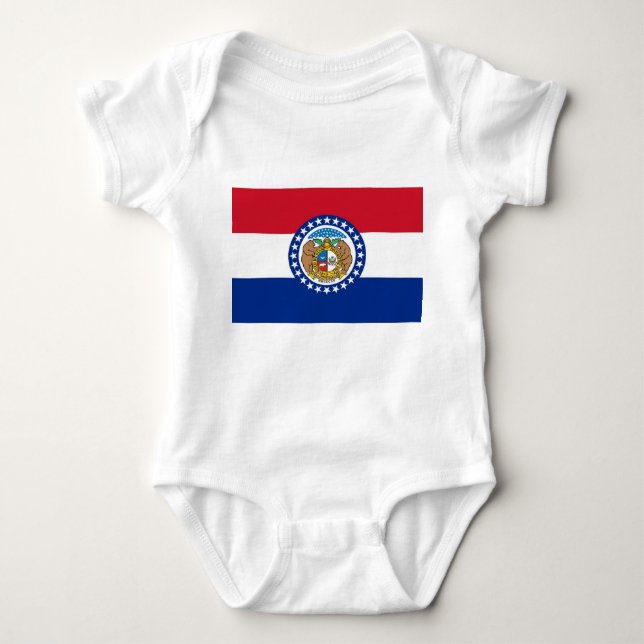 Body Para Bebé Traje de bebé patriótico con bandera de Misuri (Anverso)