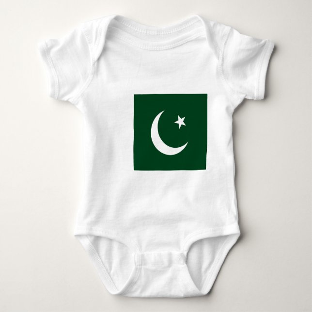 Body Para Bebé Traje de bebé patriótico con bandera de Pakistán (Anverso)