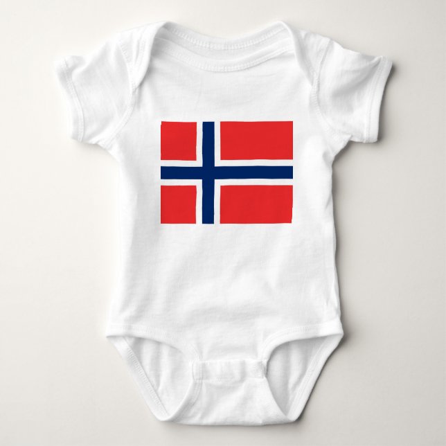 Body Para Bebé Traje de bebé patriótico con bandera Noruega (Anverso)