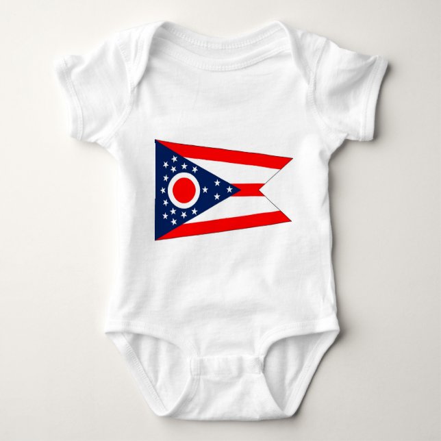 Body Para Bebé Traje de bebé patriótico con bandera Ohio, Estados (Anverso)