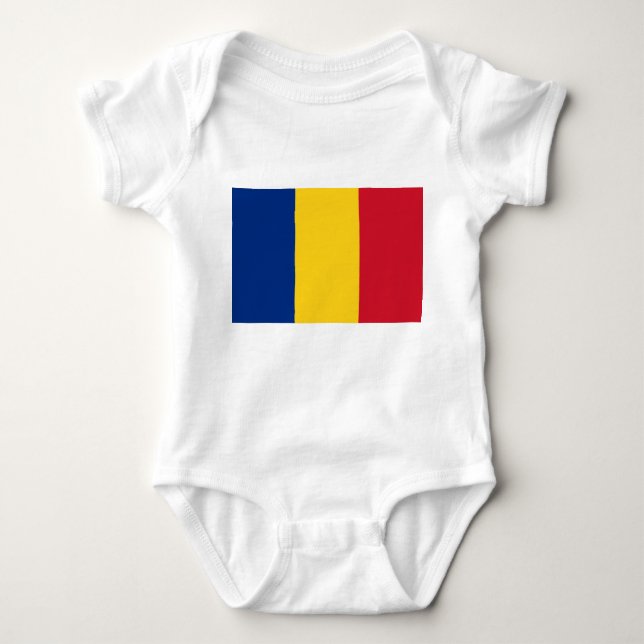 Body Para Bebé Traje de bebé patriótico con bandera Rumania (Anverso)