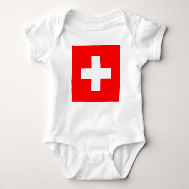 Body Para Bebé Traje de bebé patriótico con bandera Suiza (Anverso)