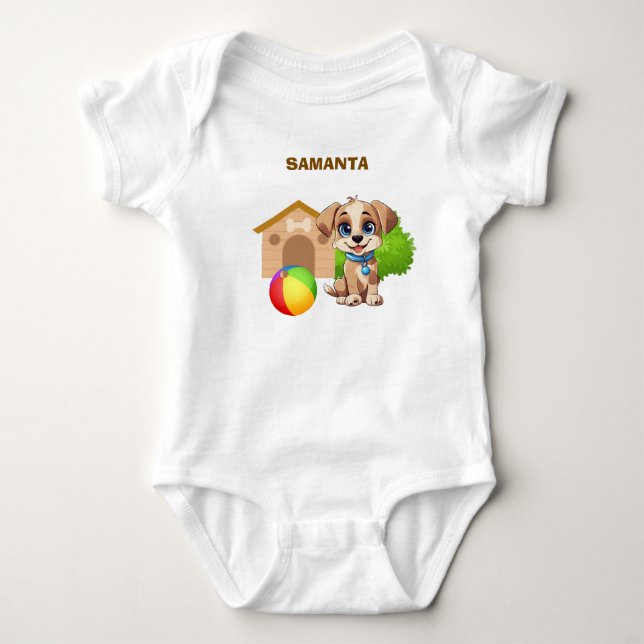 Body Para Bebé Traje de bebé personalizado con cachorro (Anverso)