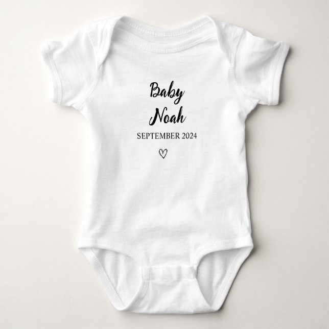 Body Para Bebé Traje de bebé personalizado con nombre y día perso (Anverso)