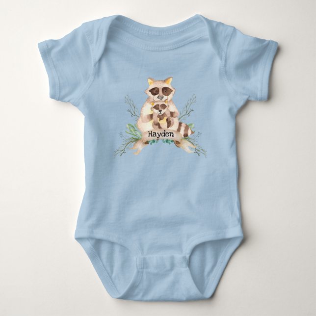 Body Para Bebé Traje de bebé personalizado Mapache Mamá y Bebé (Anverso)
